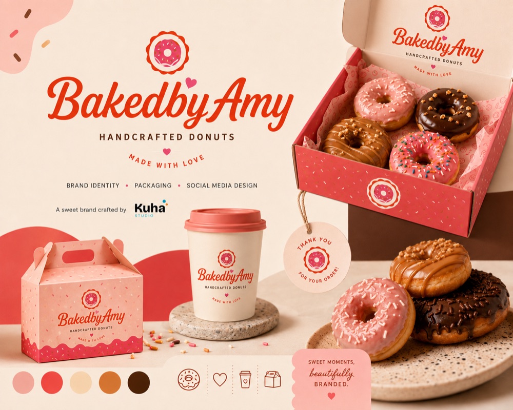 Baked by Amy bakery brand identity, branding by Kuha Studio