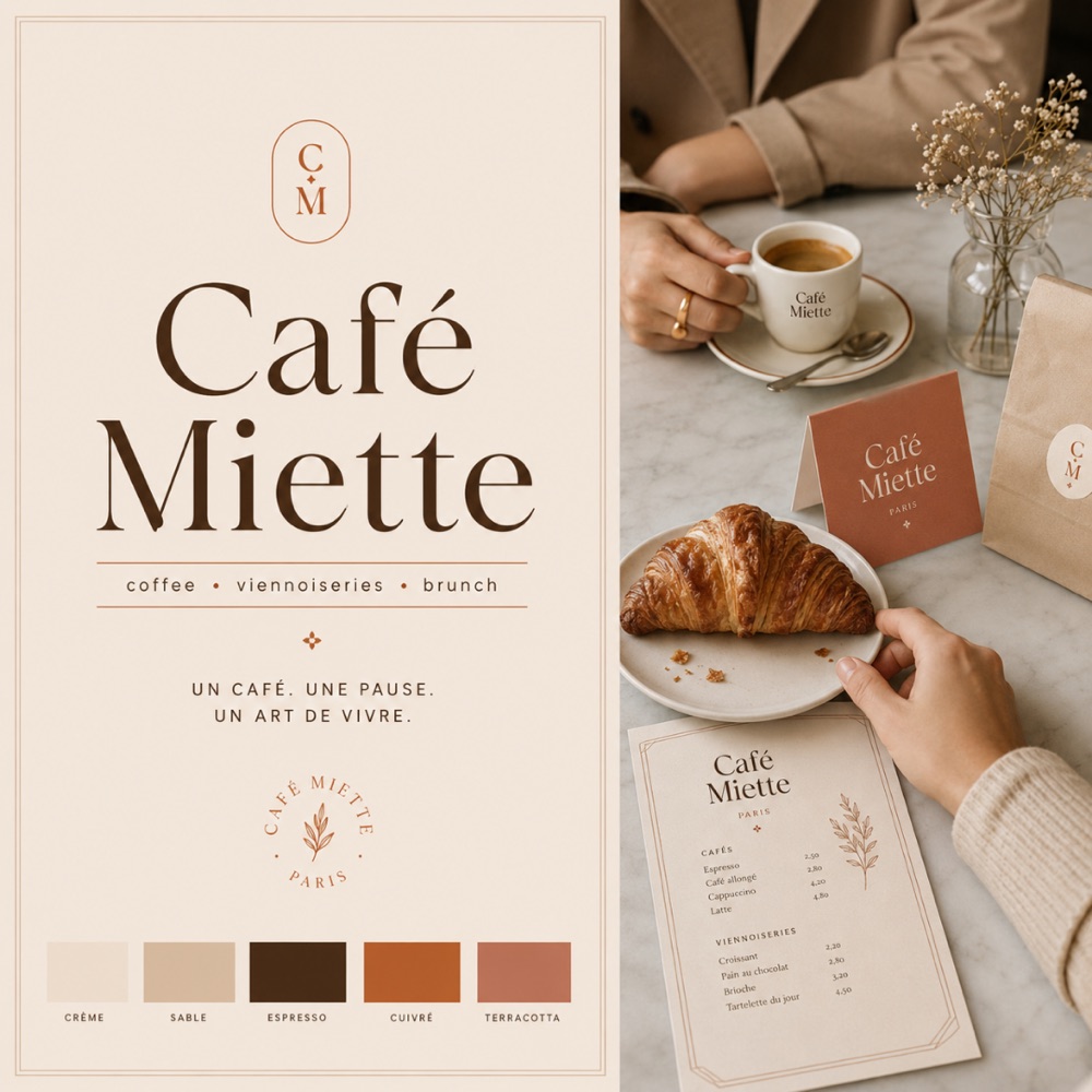 Café Miette French café brand identity, branding by Kuha Studio